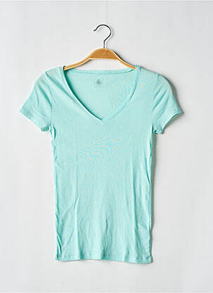 Tricou croială cambrată mâneci scurte albastru PETIT BATEAU fată