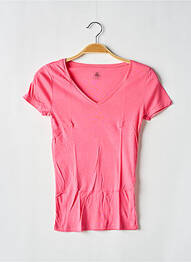 Tricou croială cambrată mâneci scurte roz închis PETIT BATEAU fată