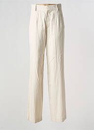 Pantalon drept țesătură poplin talie înaltă bej DMN femme