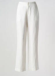 Pantalon drept țesătură crep talie înaltă alb HANA SAN femme