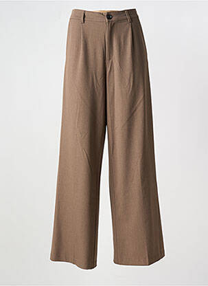 Pantalon larg închidere cu fermoar sub clapetă cu nasturi talie înaltă maro MKT STUDIO femeie