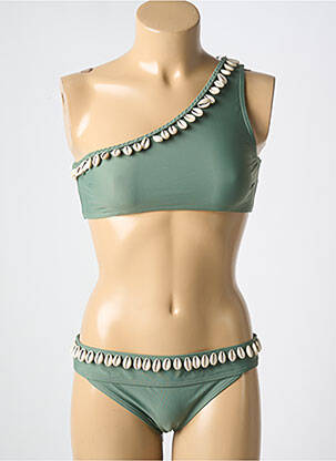 Costum de baie din două piese elasticitate sutiene verde WILD femeie