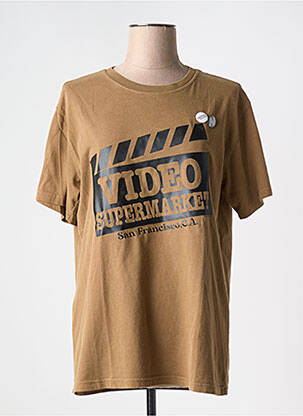Tricou serigrafie mâneci scurte maro NEWTONE femeie