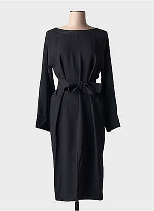 Rochie midi țesătură crep mâneci lungi negru HANA SAN femeie