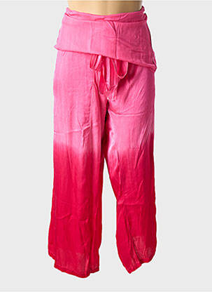 Pantalon larg țesătură poplin mărime normală roz LOVE AND LET DYE femeie