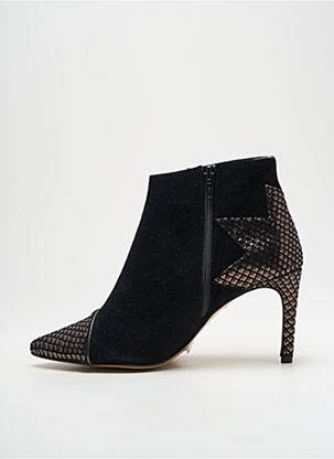 Botine/ghete țesătură satinată toc de 7 la 9 cm negru CRÉATIS femeie