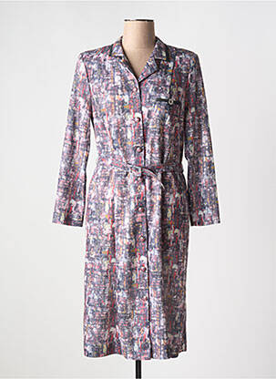 Rochie midi imprimeu fantezie mâneci lungi gri FRANCE RIVOIRE femeie
