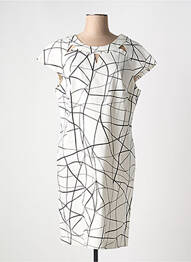 Rochie midi imprimeu fantezie mâneci scurte alb GRIFFON femme