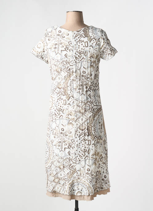 Rochie midi bej FRANCE RIVOIRE femeie