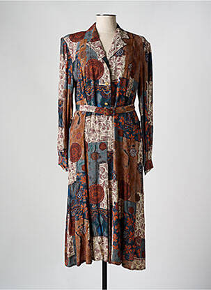 Rochie midi imprimeu floral mâneci lungi maro CHARLES GUITARD femeie
