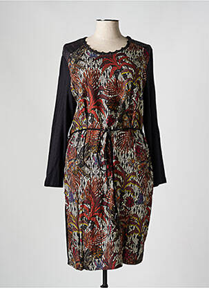 Rochie midi imprimeu fantezie mâneci lungi negru GRIFFON femeie
