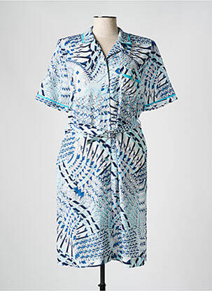Rochie midi țesătură crep mâneci scurte albastru FRANCE RIVOIRE femeie
