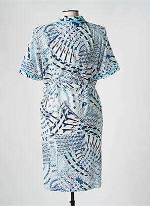 Rochie midi țesătură crep mâneci scurte albastru FRANCE RIVOIRE femeie