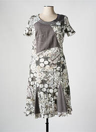 Rochie midi imprimeu fantezie mâneci scurte gri FRANCE RIVOIRE femeie