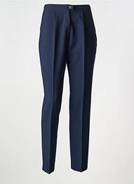 Pantalon drept închidere cu fermoar sub clapetă cu nasturi albastru FRANCE RIVOIRE femme
