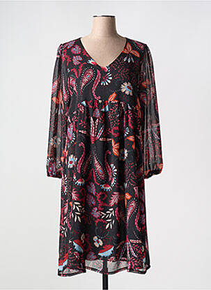 Rochie midi imprimeu floral mâneci lungi negru VETISTYLE femeie