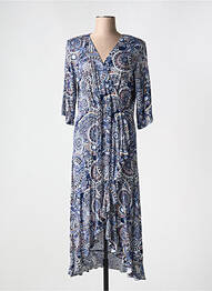 Rochie lungă imprimeu fantezie mâneci 3/4 albastru OLIVER JUNG femme