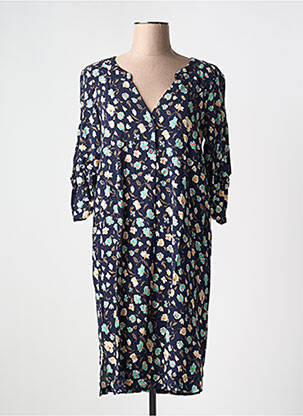 Rochie midi imprimeu floral mâneci 3/4 albastru AN II VITO femeie