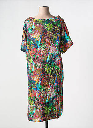 Rochie midi țesătură crep mâneci scurte verde OLIVER JUNG femeie