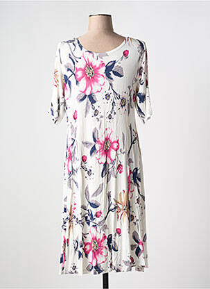 Rochie midi imprimeu floral mâneci scurte alb OLIVER JUNG femeie