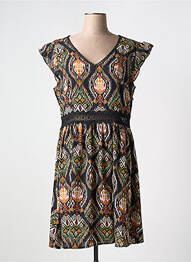 Rochie midi imprimeu fantezie mâneci scurte negru A BELLE BY J.E CREATION femme