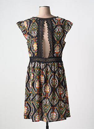 Rochie midi imprimeu fantezie mâneci scurte negru A BELLE BY J.E CREATION femeie