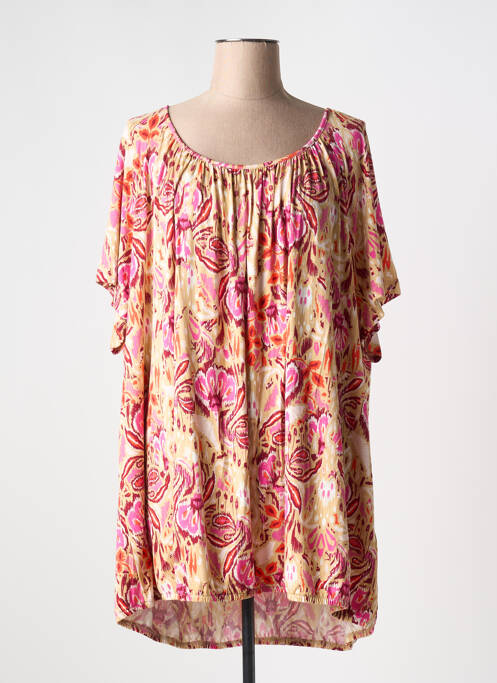 Bluză imprimeu fantezie mâneci scurte roz YESTA femme