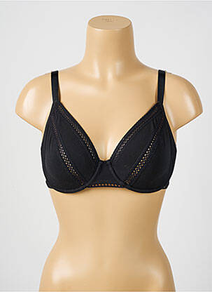 Sutien broderie sutien cupe întregi cu decolteu înalt negru LOU femeie