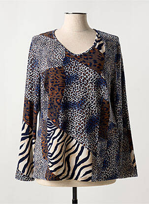 Tricou guler în v mâneci lungi albastru GUY DUBOUIS femme