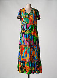 Rochie lungă mâneci scurte mâneci scurte verde ORIENTIQUE NATURALLY femme