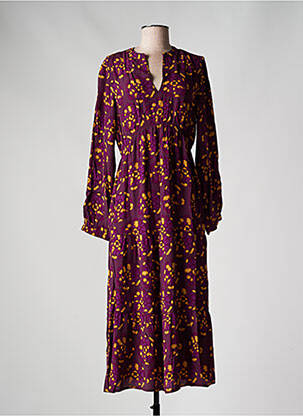 Rochie midi imprimeu fantezie mâneci lungi violet AN' GE femeie