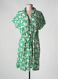 Rochie midi imprimeu floral mâneci scurte verde C'EST BEAU LA VIE femme