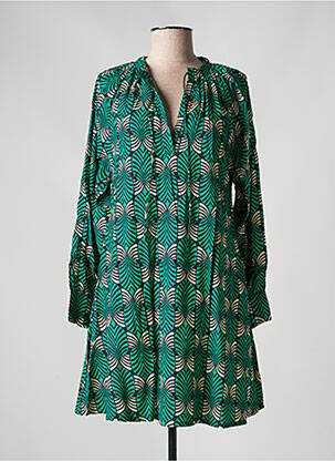 Rochie scurtă croială evazată mâneci lungi verde COMPAÑIA FANTASTICA femeie