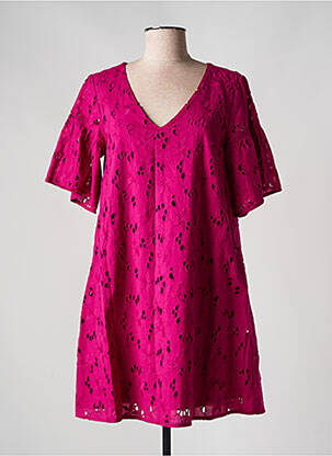 Rochie scurtă croială evazată mâneci scurte violet LOLA ESPELETA femeie