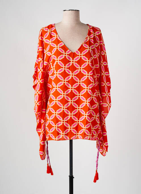 Tunică mâneci scurte croială fluidă portocaliu PINK P femme