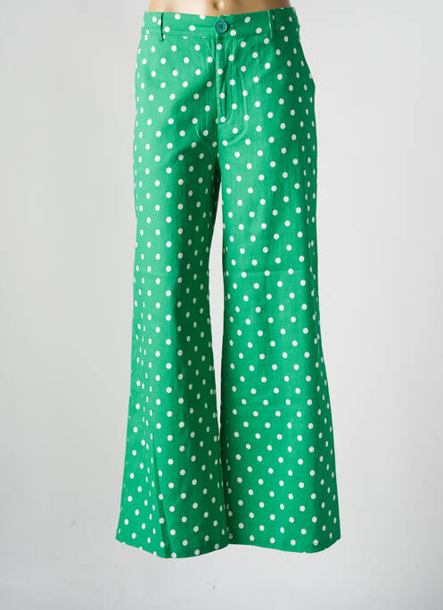Pantalon evazat talie cu cleme talie înaltă verde COMPAÑIA FANTASTICA femme