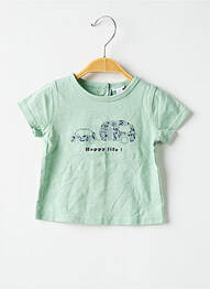 Tricou croială dreaptă mâneci scurte verde P'TIT BISOU garcon