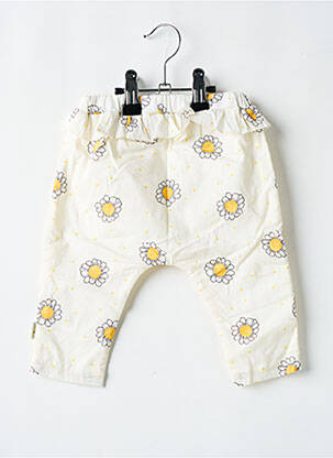 Pantalon slim țesătură poplin talie elastică galben P'TIT BISOU fată