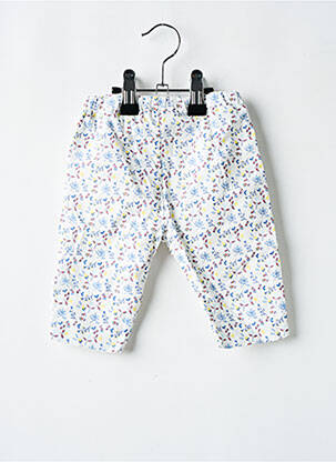 Pantalon drept țesătură poplin talie elastică alb MARESE fată