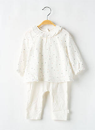 Salopetă-pantalon alb P'TIT BISOU fată