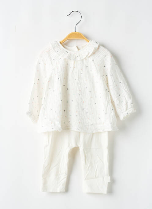 Salopetă-pantalon alb P'TIT BISOU fată