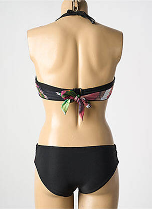 Costum de baie din două piese elasticitate sutien balconet cu decolteu înalt negru NICOLE OLIVIER femeie