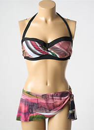 Costum de baie din două piese elasticitate sutien balconet cu decolteu înalt negru NICOLE OLIVIER femme