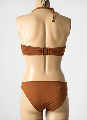 Costum de baie din două piese elasticitate top bentiță maro NICOLE OLIVIER femeie