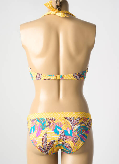 Costum de baie din două piese elasticitate sutien balconet cu decolteu înalt galben ROSA FAIA femme