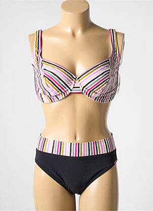 Costum de baie din două piese elasticitate sutien cupe întregi cu decolteu înalt negru LIDEA femeie