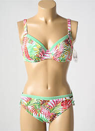 Costum de baie din două piese elasticitate sutien balconet cu decolteu înalt verde LIDEA femme