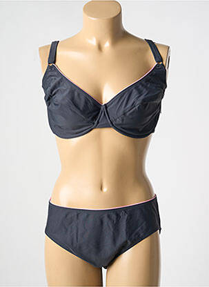 Costum de baie din două piese elasticitate sutien balconet cu decolteu înalt gri ROSA FAIA femeie