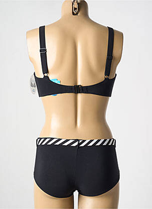 Costum de baie din două piese elasticitate sutien balconet cu decolteu înalt negru LIDEA femeie