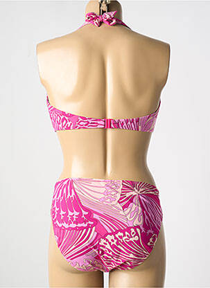 Costum de baie din două piese elasticitate sutien balconet cu decolteu înalt roz ROSA FAIA femeie